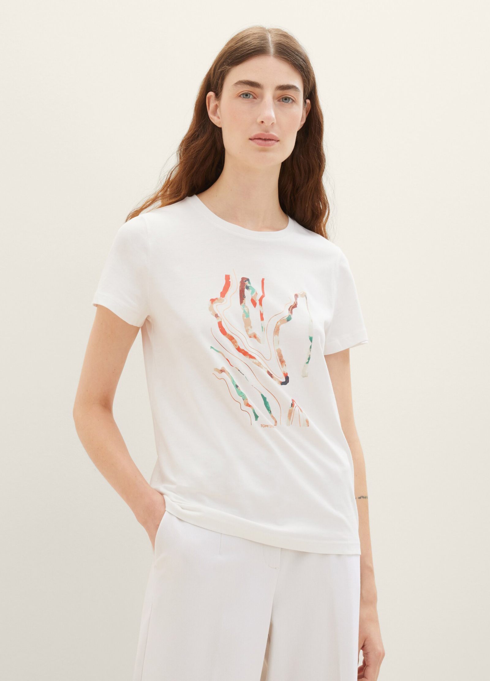 Tom Tailor® - L Print T-shirt White Size Off With A