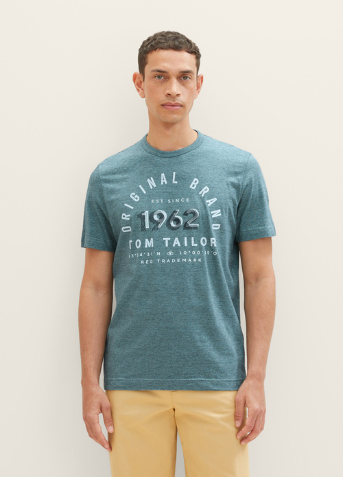 Tom Tailor T-shirt With A Print - Navy Blue Stone Fine Stripe 1035549-32011