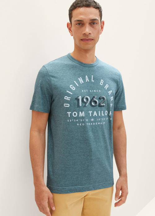 Tom Tailor T Shirt With A Print Navy Blue Stone Fine Stripe - 1035549-32011