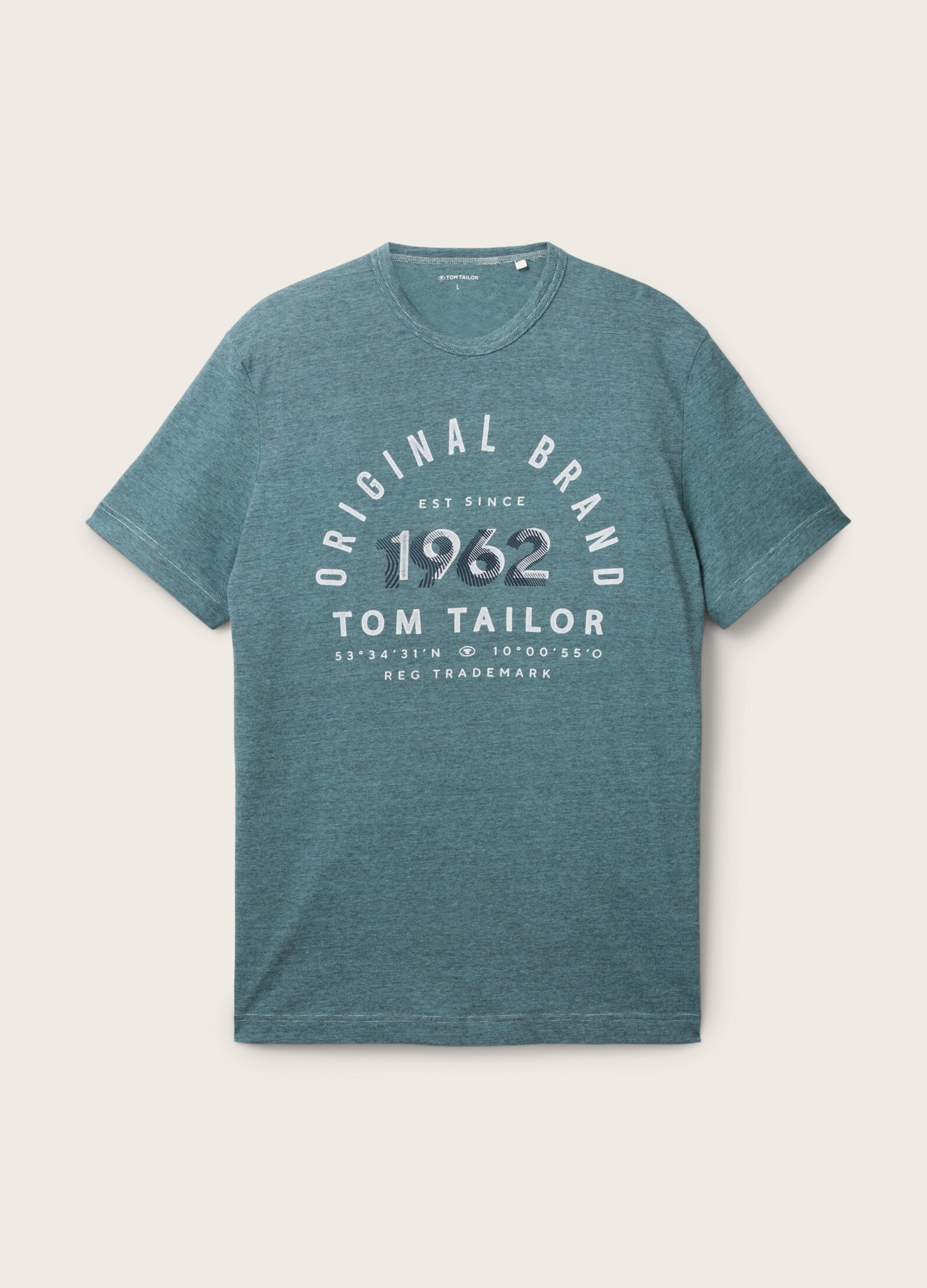 Tom Tailor® T-shirt With A Print - Navy Blue Stone Fine Stripe Size L