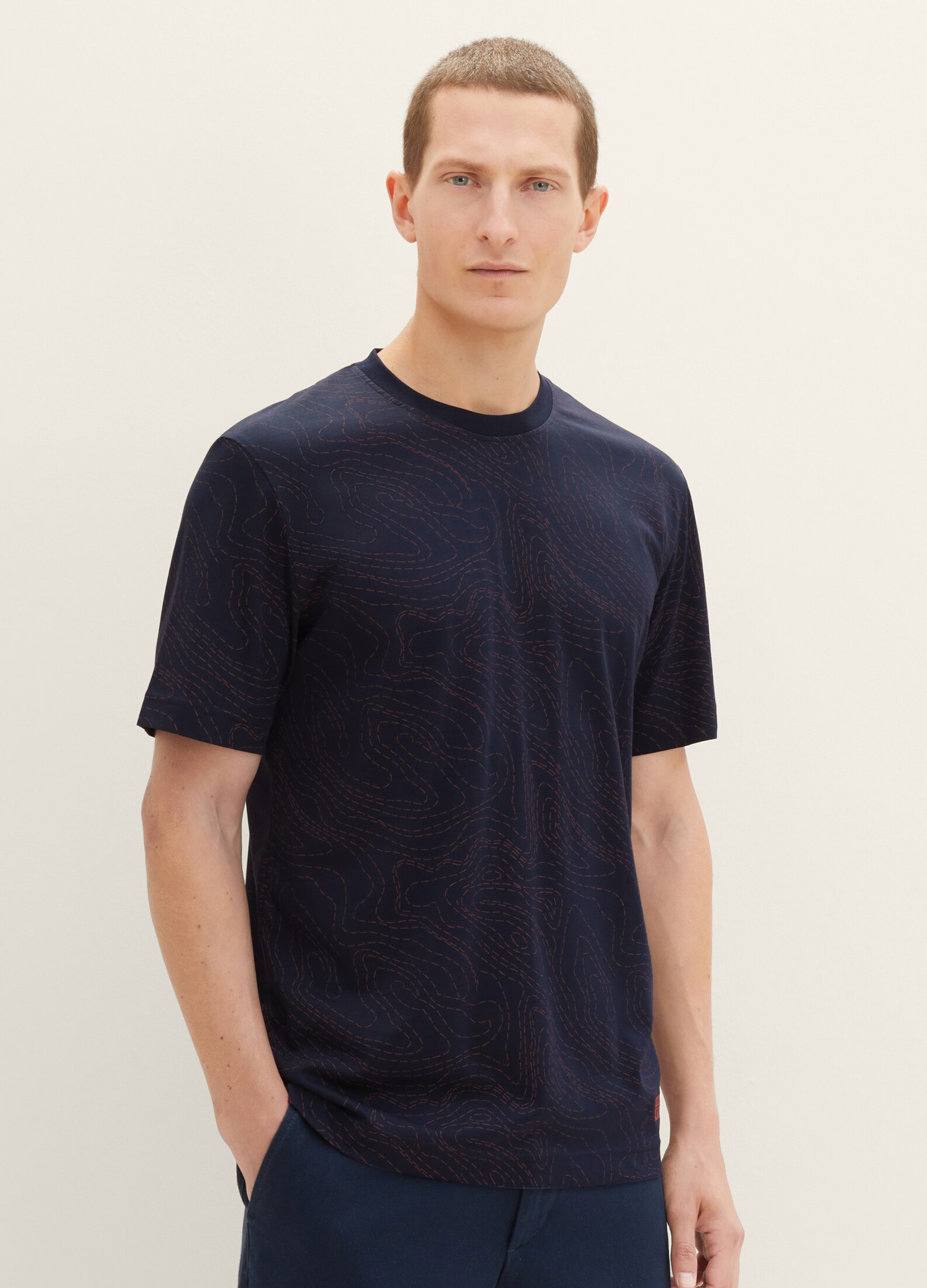 Tom Tailor® Patterned T-shirt - Sky Captain Blue Line Design Rozmiar M