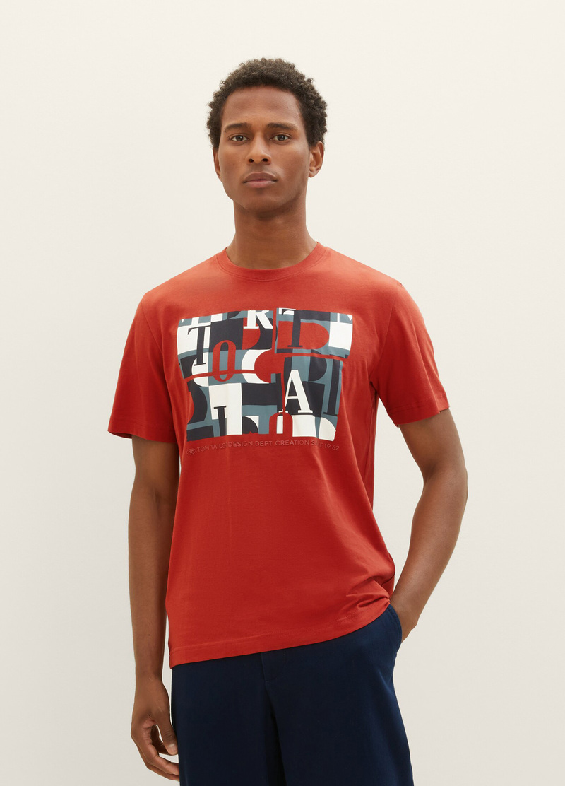 Tom Tailor T Shirt With A Print Velvet Red - 1037815-14302