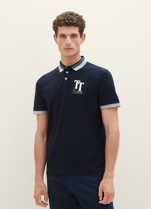 Tom Tailor® Polo Shirt With A Logo Print - Sky Captain Blue
