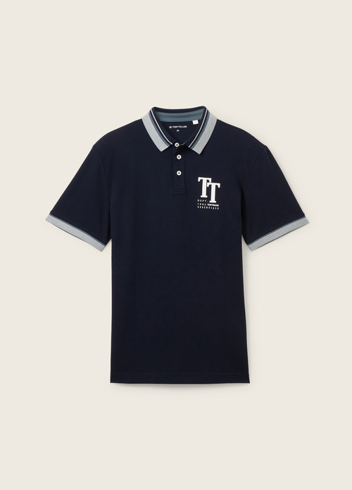 Tom Tailor Polo Shirt With A Logo Print Sky Captain Blue - 1038848-10668