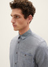 Tom Tailor Short Sleeved Shirt With A Chest Pocket Navy Chambray - 1036236-28941