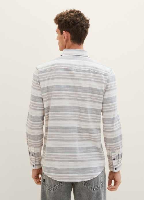 Tom Tailor Patterned Shirt Beige Irregular Cross Stripe - 1037437-32283