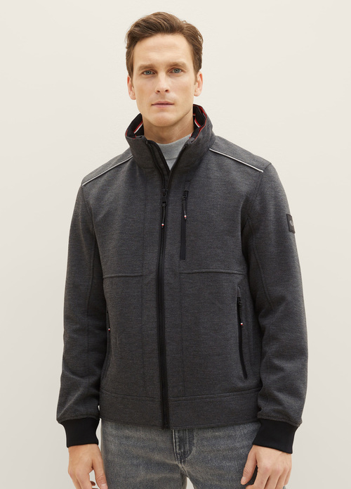 Tom Tailor Jacket With A Concealed Hood Anthracite Knitted Structure - 1037324-31109