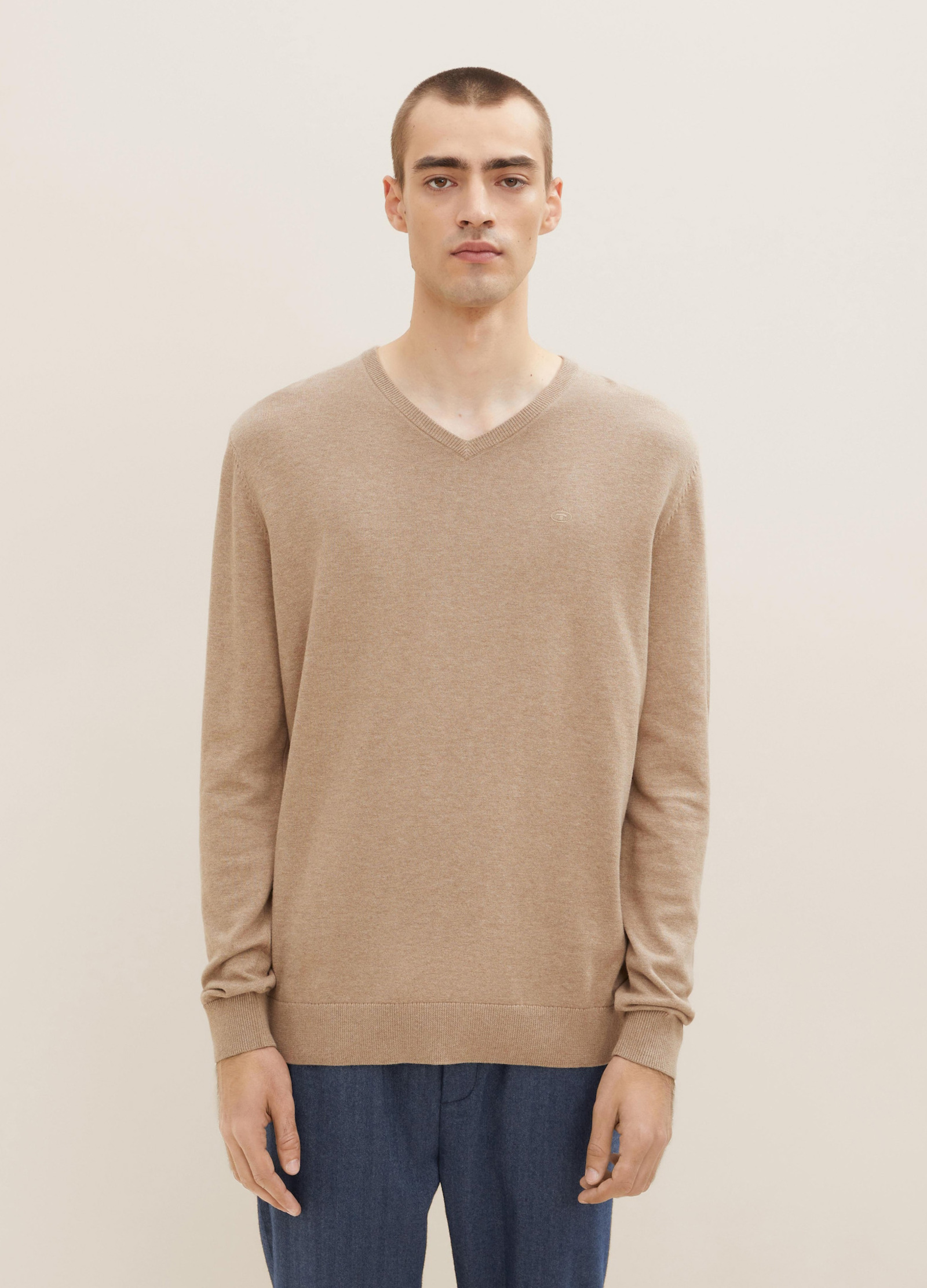 Tom Tailor Simple Knitted Jumper Hazel Brown Melange - 1012820-31089 Tom Tailor Simple Knitted Jumper Hazel Brown Melange - 1012820-31089