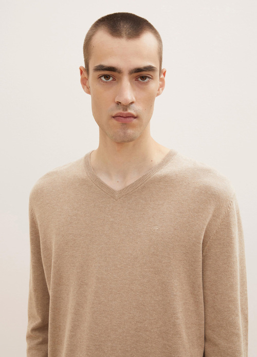 Meski Sweter Tom Tailor Simple Knitted Jumper Hazel Brown Melange - 1012820-31089