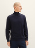 Meski Sweter Tom Tailor Basic Knitted Sweater With A Turtleneck Knitted Navy Melange - 1038202-13160