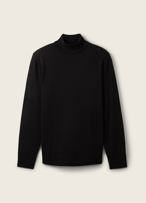 Tom Tailor Basic Knitted Sweater With A Turtleneck Black - 1038202-29999