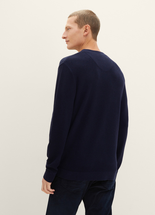 Tom Tailor® Knitted Sweater With Texture - Knitted Navy Melange