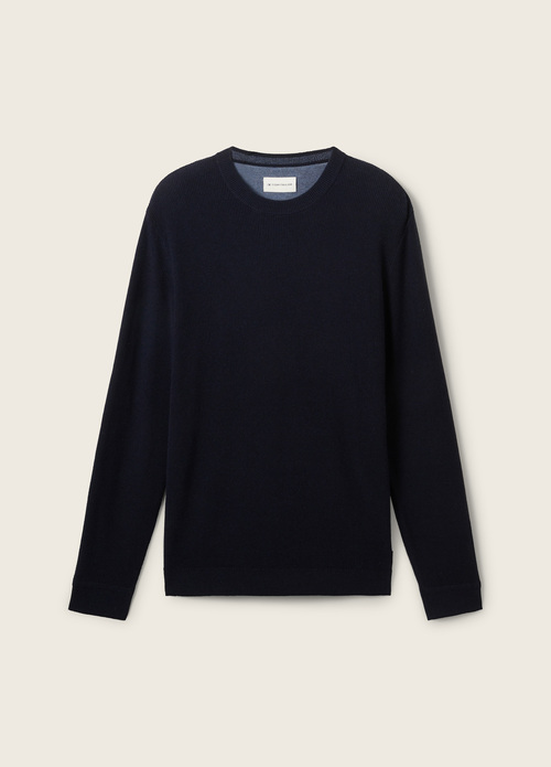 Tom Tailor Knitted Sweater With Texture Knitted Navy Melange - 1038612-13160