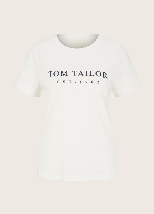 Tom Tailor T Shirt With A Print Whisper White - 1032702-10315