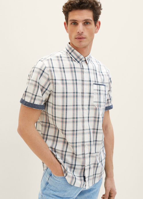 Tom Tailor Shirt In A Checked Pattern - Off White Colorful Check 1037066-31316 