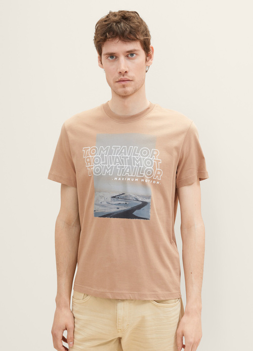 Tom Tailor T Shirt With A Photo Print Desert Fawn - 1036427-24048