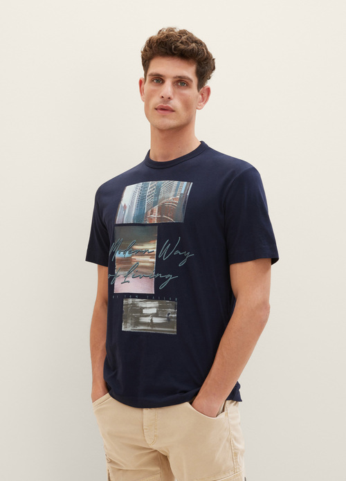 Tom Tailor T Shirt With A Photo Print Sky Captain Blue - 1037810-10668