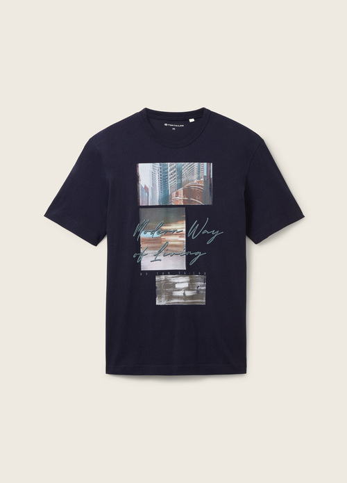 Tom Tailor T Shirt With A Photo Print Sky Captain Blue - 1037810-10668