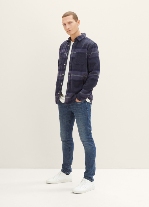 Meska Koszula Materialowe Tom Tailor Checked Shirt Navy Tonal Big Check - 1037449-32313