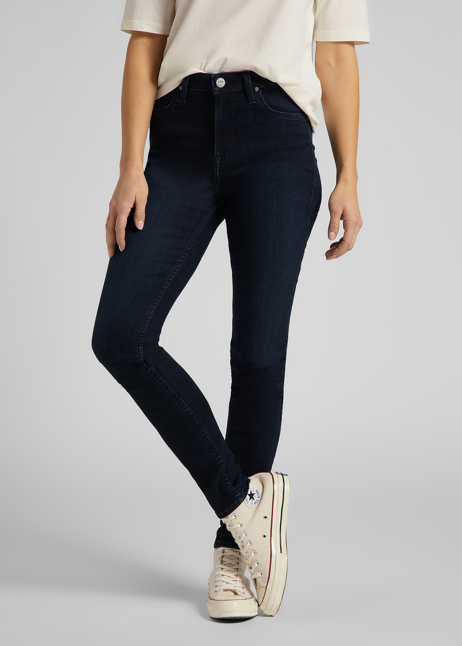 Damskie Spodnie Dzinsowe Lee Ivy Dark Usk - L32EKJZP