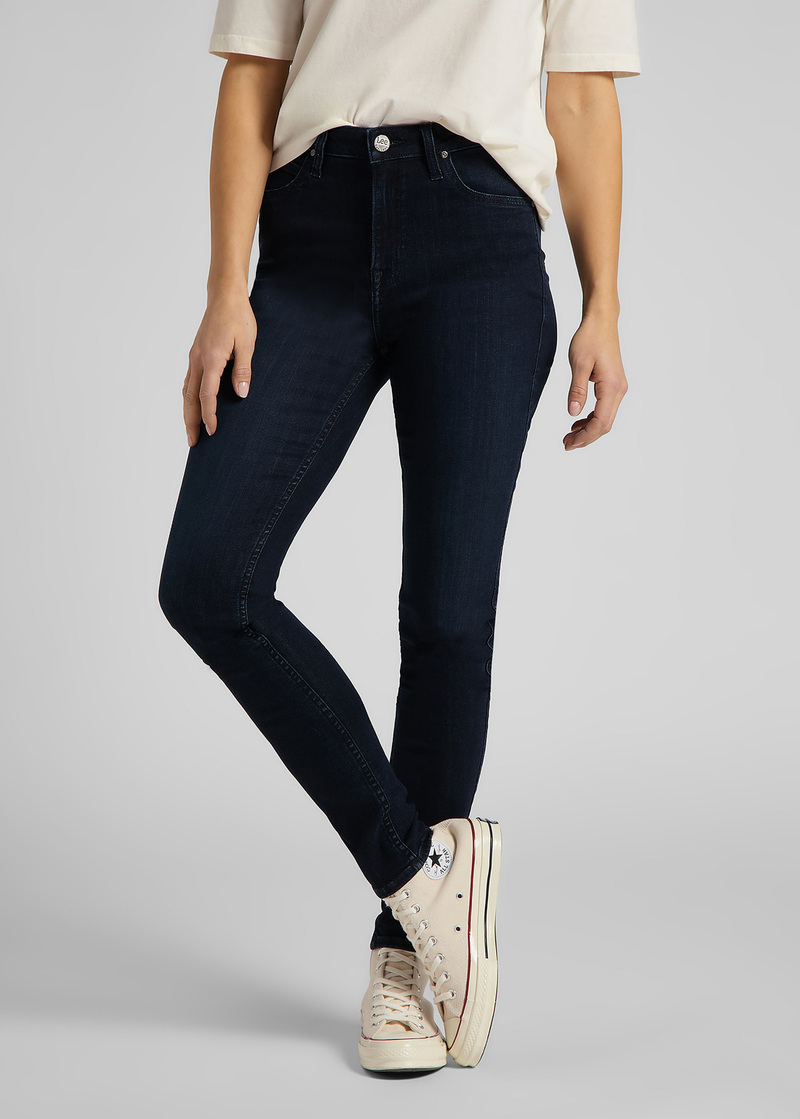 Damskie Spodnie Dzinsowe Lee Ivy Dark Usk - L32EKJZP