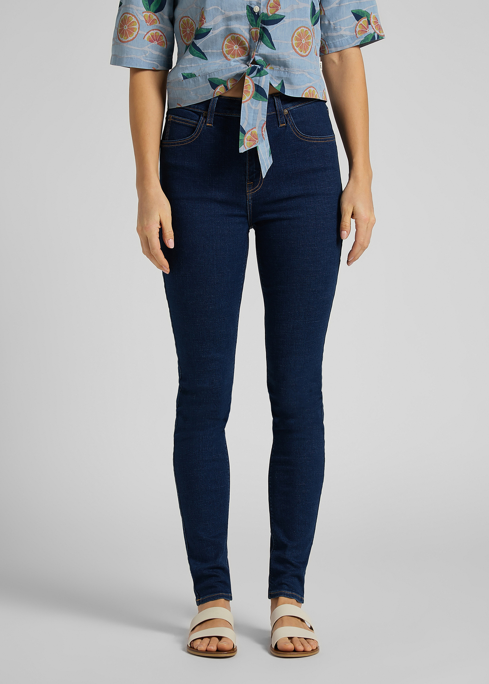 Damskie Spodnie Dzinsowe Lee Ivy Dark Mono - L32EPQXM