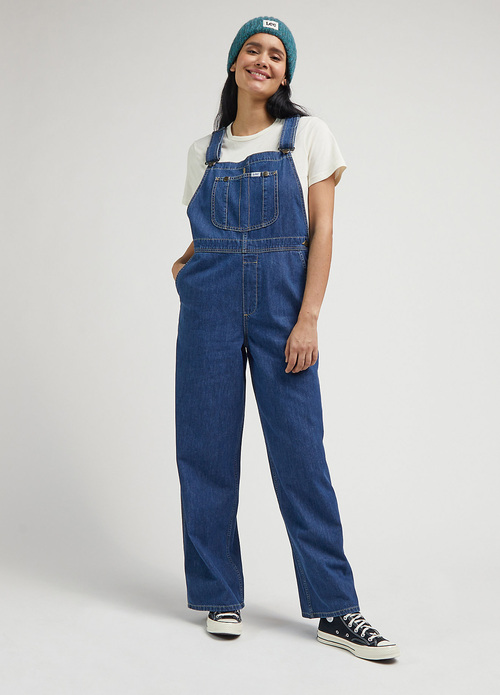 Damskie Spodnie Dzinsowe Lee Loose Bib Indigo Rush - L35CUAD68