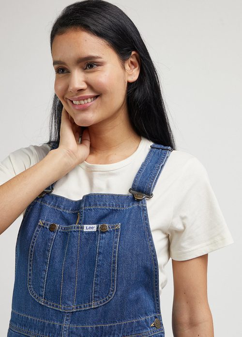 Damskie Spodnie Dzinsowe Lee Loose Bib Indigo Rush - L35CUAD68