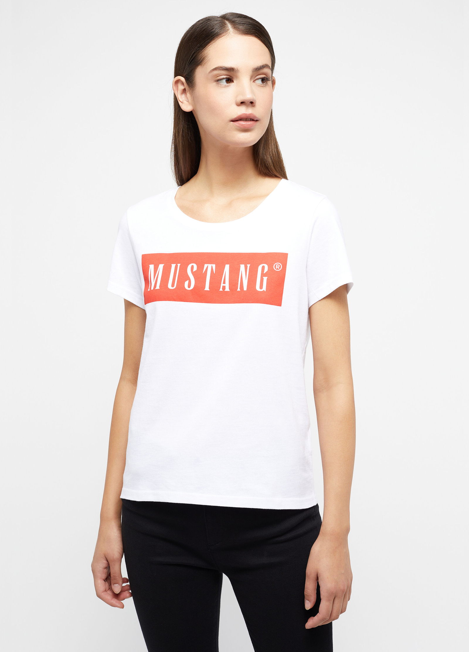 Damski T Shirt Mustang Jeans Alma General White - 1013932-2045