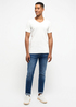 Meski T Shirt Mustang Jeans Amado V Neck Cannoli Cream - 1014661-2084