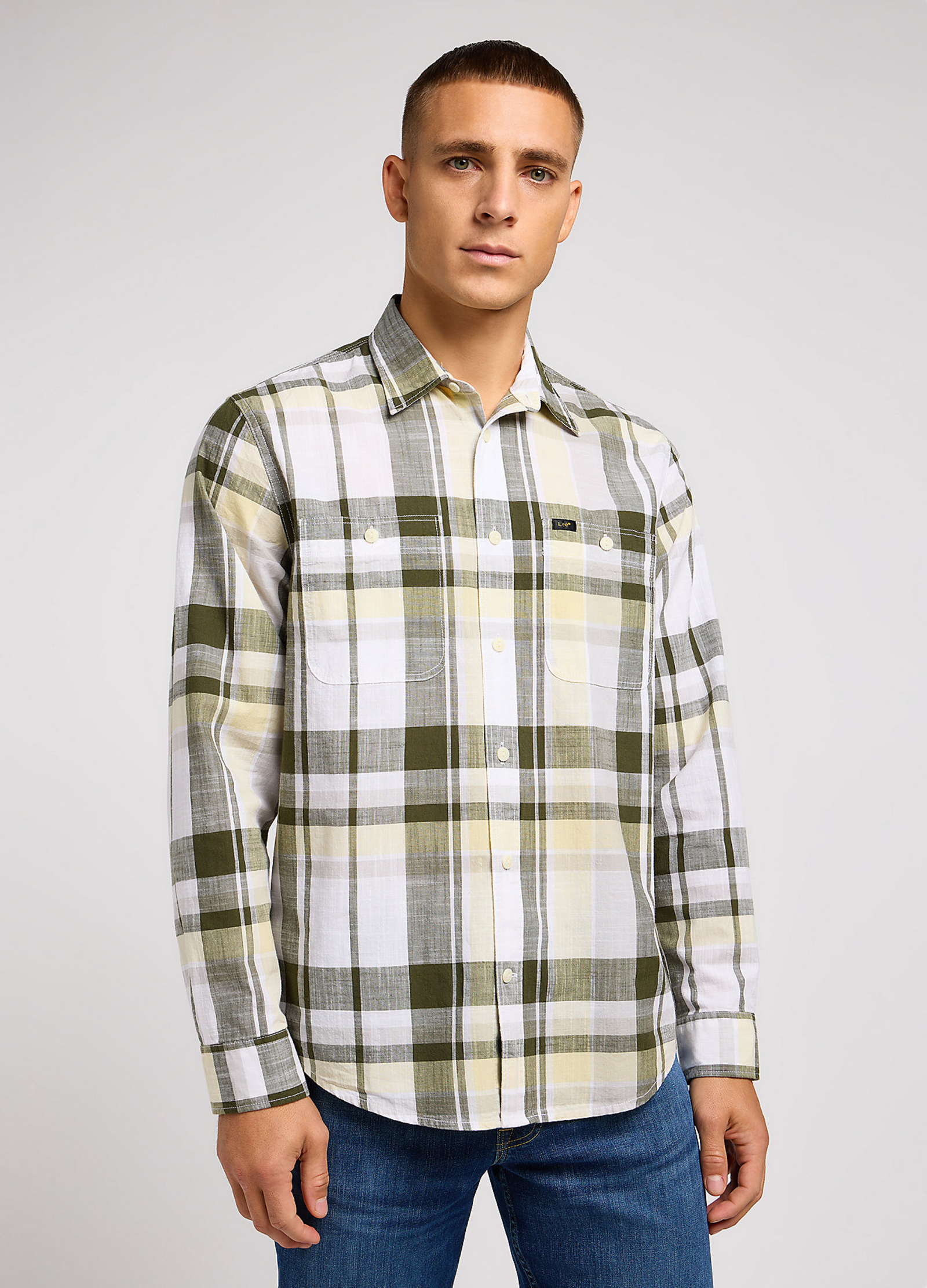 Meska Koszula Materialowe Lee Worker Shirt 20 Kale Check - L131KFAOI