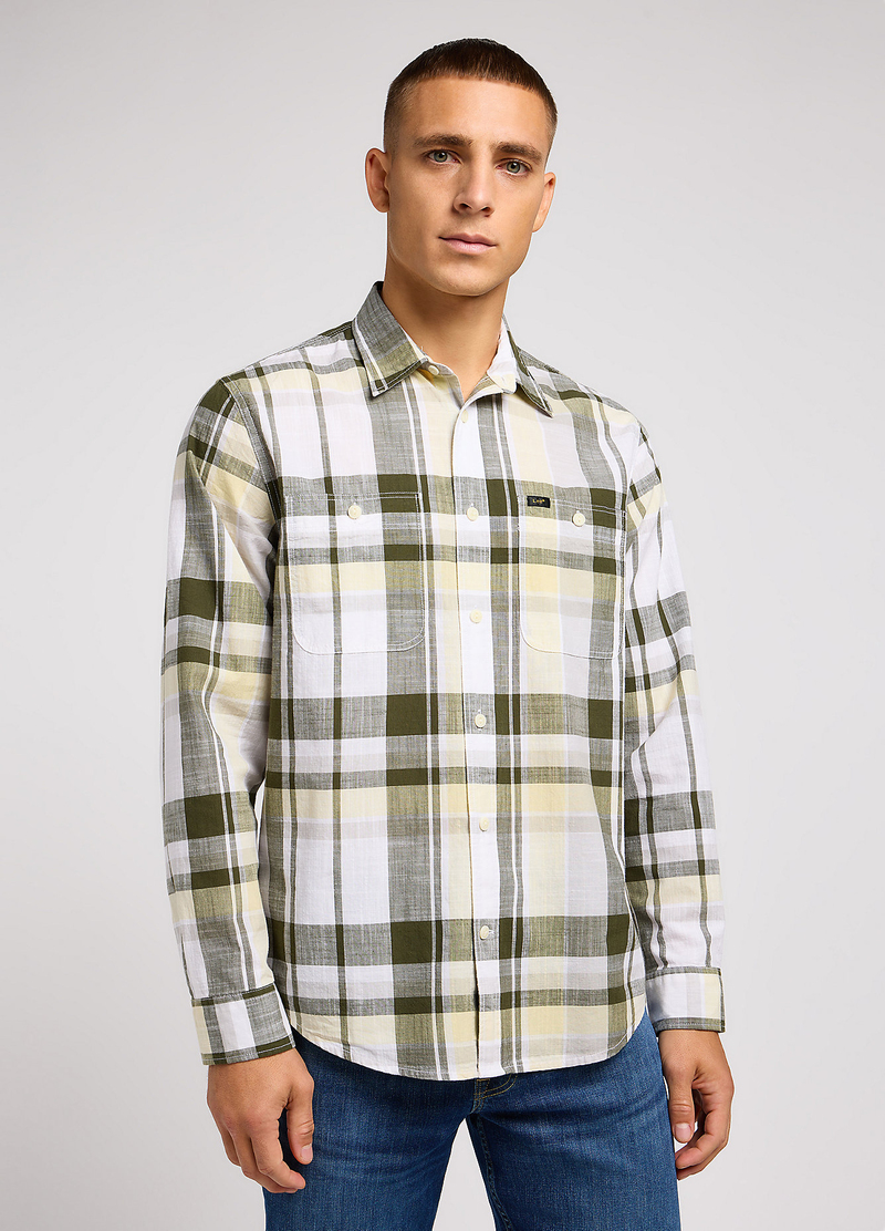 Meska Koszula Materialowe Lee Worker Shirt 20 Kale Check - L131KFAOI