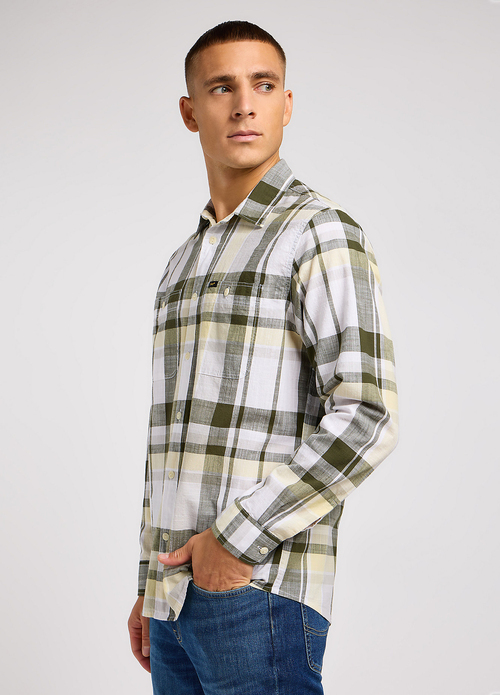 Meska Koszula Materialowe Lee Worker Shirt 20 Kale Check - L131KFAOI