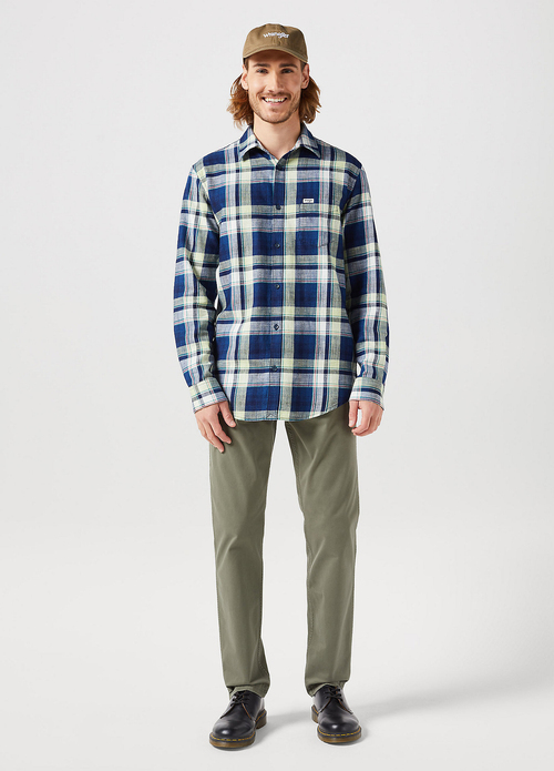 Meska Koszula Materialowe Wrangler One Pocket Shirt Yellow Indigo - 112350395