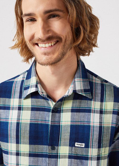 Meska Koszula Materialowe Wrangler One Pocket Shirt Yellow Indigo - 112350395