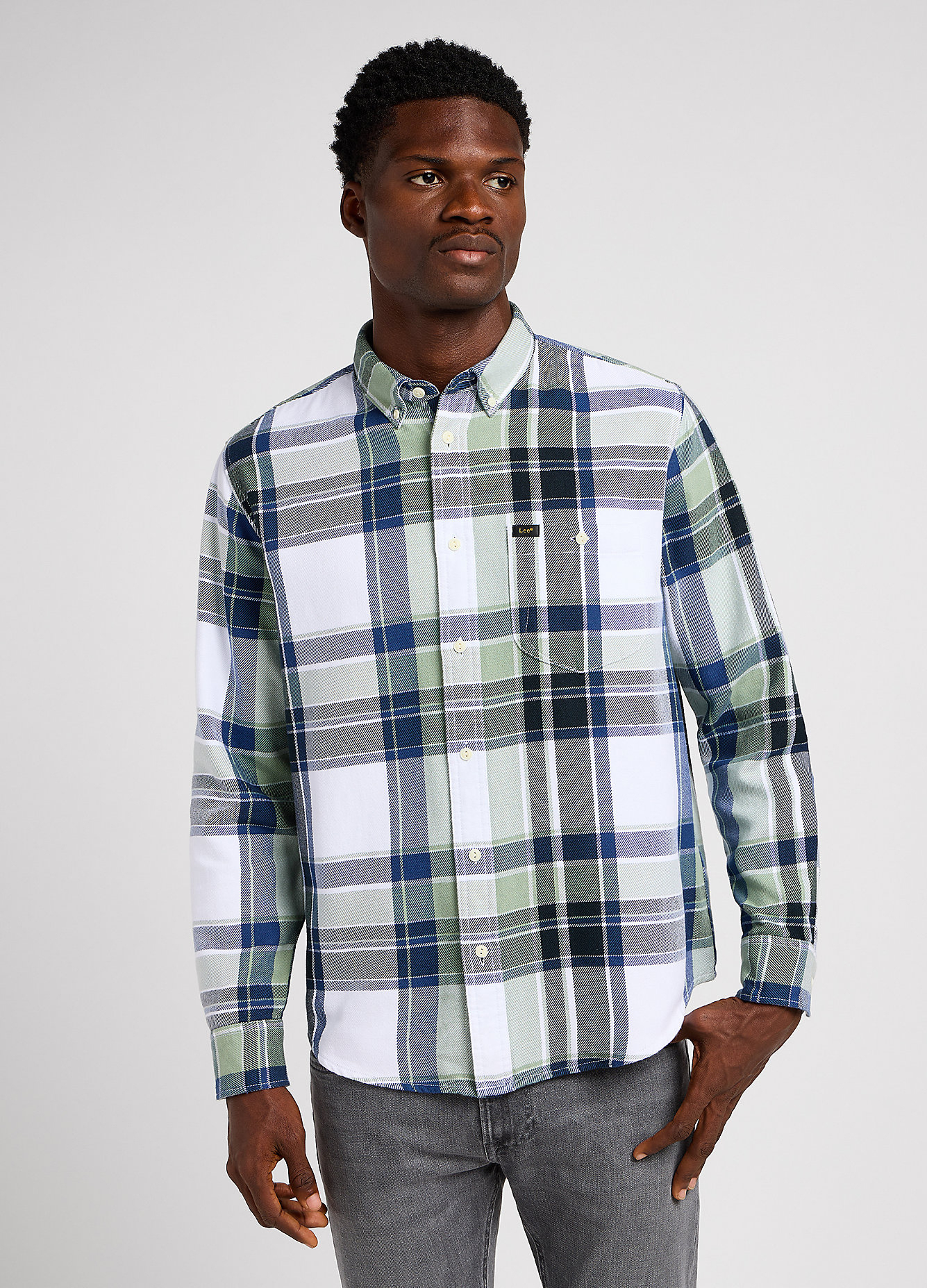 Meska Koszula Materialowe Lee Riveted Shirt Intuition Grey - 112349943