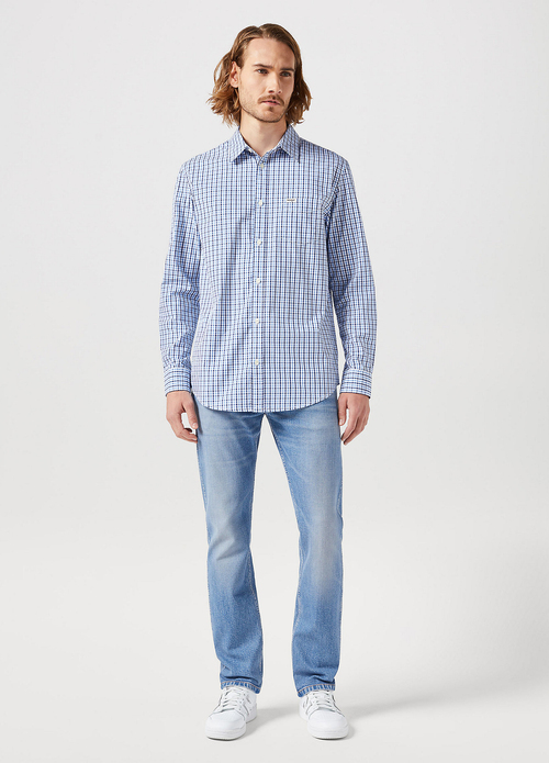 Wrangler One Pocket Shirt Light Blue Stripe - LEE-LONG-THIN-BELT