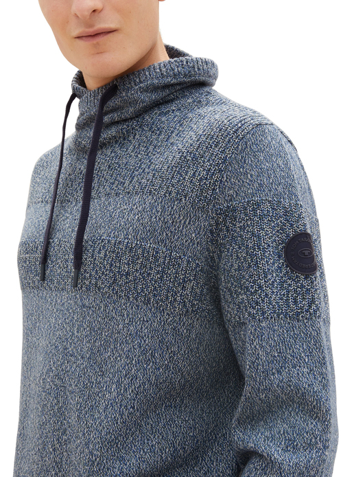 Tom Tailor Knitted Sweater With A Snood Green Blue Mouline - 1038247-32741