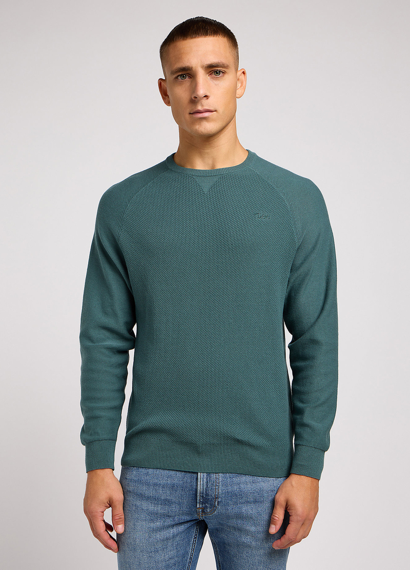 Meski Sweter Lee Reglan Crew Knit Evergreen - 112349947