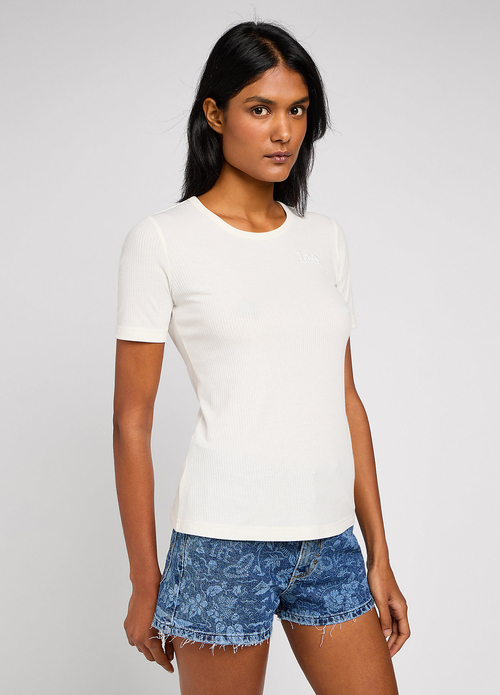 Damski T Shirt Lee Elbow Top Ecru - 112350601
