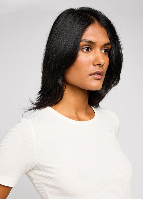 Damski T Shirt Lee Elbow Top Ecru - 112350601