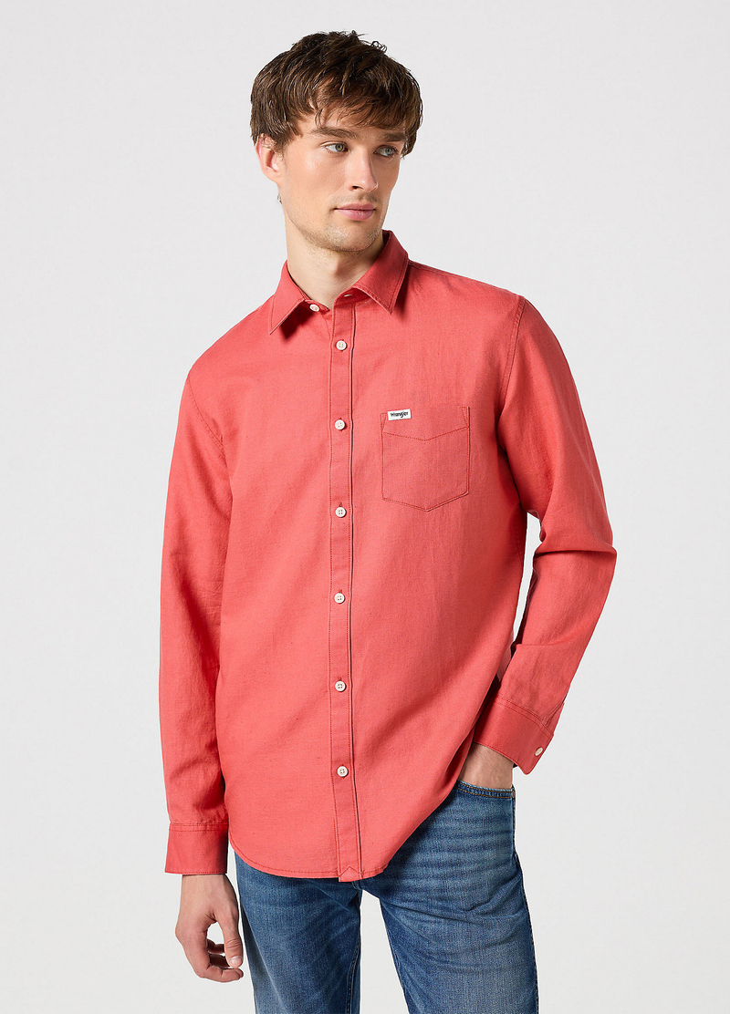 Wrangler Long Sleeve One Pocket Shirt Burn Sienna - 112352185