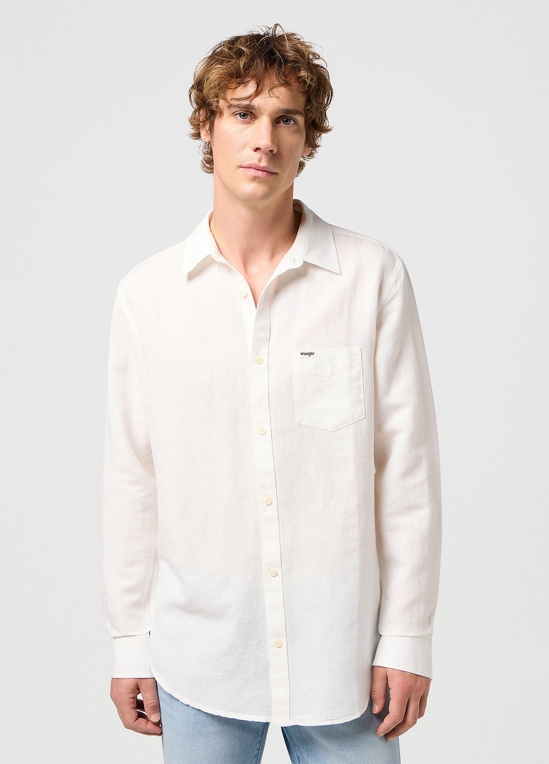 Wrangler Long Sleeve One Pocket Shirt Worn White - 112352281