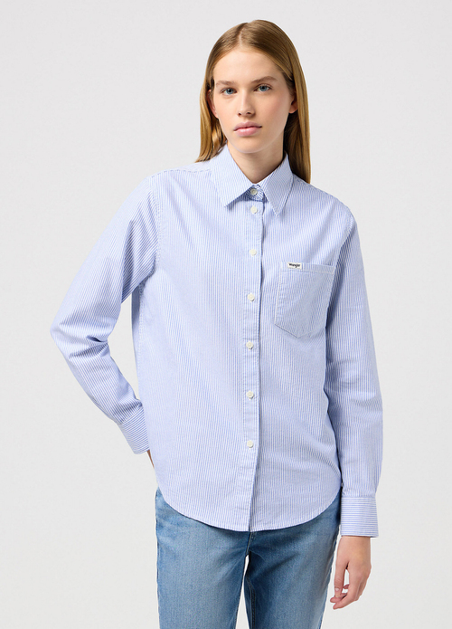 Wrangler One Pocket Shirt Blue Stripe - 112350326