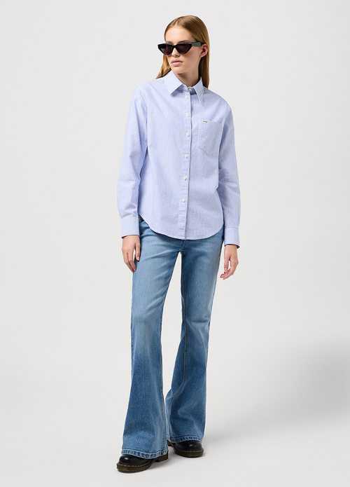 Wrangler One Pocket Shirt Blue Stripe - 112350326