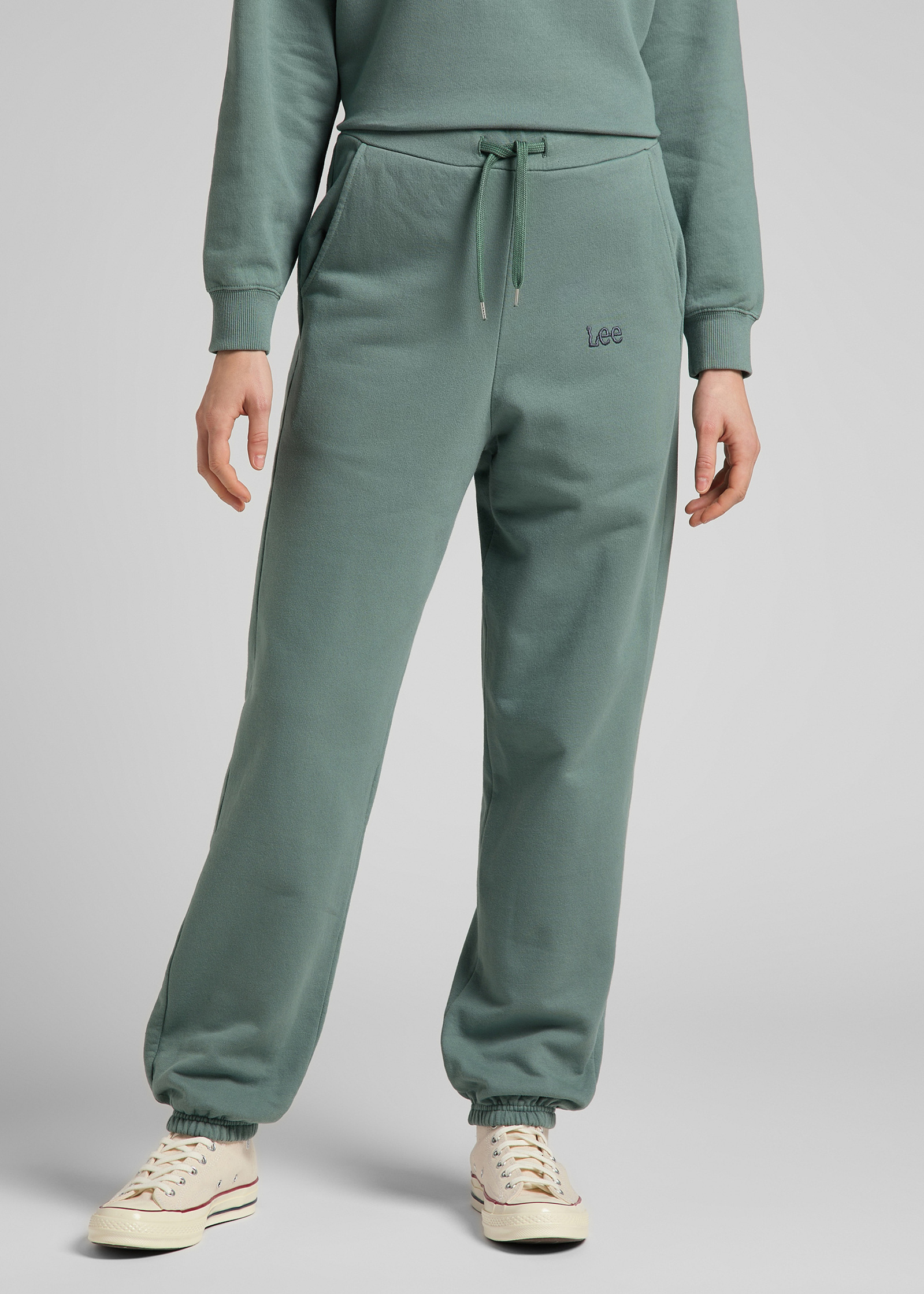 Damskie Spodnie Dresowe Lee Relaxed Sweatpants Steel Green - L32MTXTY