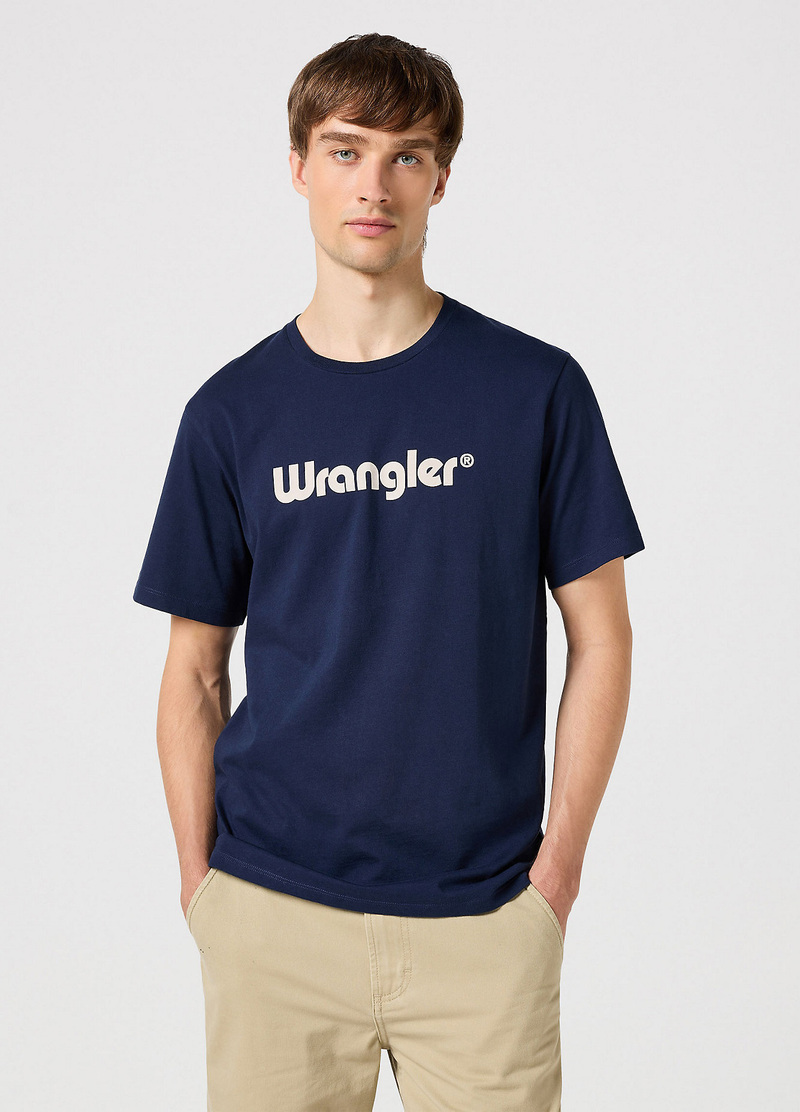 Meski T Shirt Wrangler Logo Tee Navy - 112350524