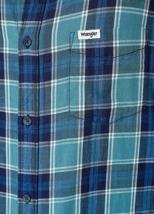 Wrangler One Pocket Shirt Hydro Indigo Check - 112350492
