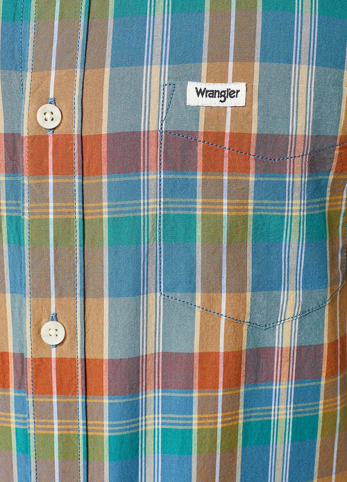 Wrangler Short Sleeve 1 Pocket Shirt Tan Madaras - 112350502