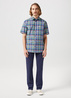 Wrangler Short Sleeve 1 Pocket Shirt Blue Madaras - 112350503